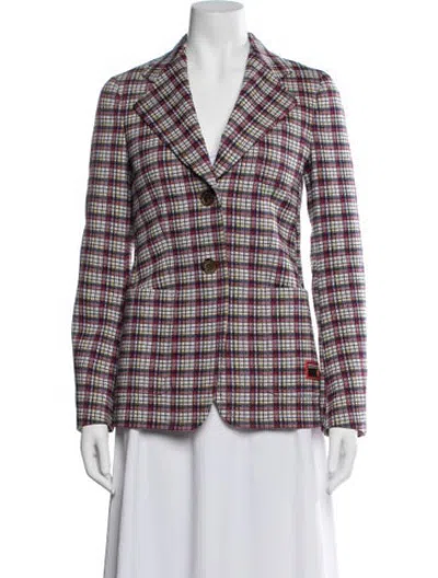 Pre-owned Prada 2017 Plaid Print Blazer In White