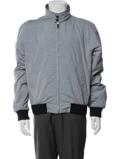 Pre-owned Prada 2017 Plaid Print Bomber Jacket In Blue