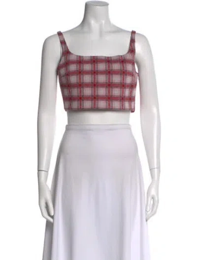 Pre-owned Prada 2017 Plaid Print Crop Top In Red