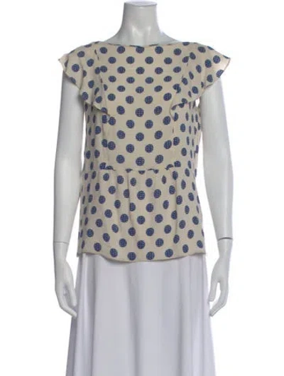 Pre-owned Prada 2017 Polka Dot Print Top In Neutral