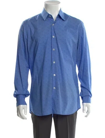 Pre-owned Prada 2017 Printed Dress Shirt In Blue
