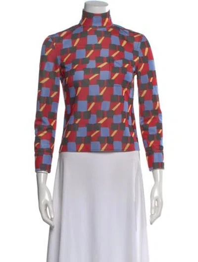 Pre-owned Prada 2017 Printed Top In Red