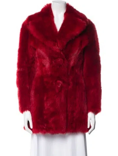Pre-owned Prada 2017 Shearling Fur Coat In Red