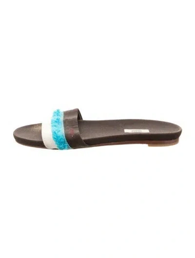 Pre-owned Prada 2017 Signature Logo Slides In Brown