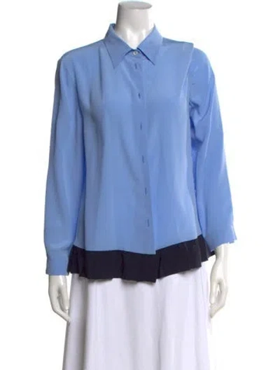 Pre-owned Prada 2017 Silk Blouse In Blue