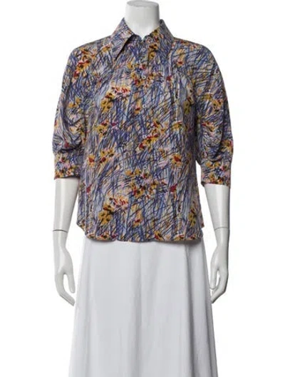 Pre-owned Prada 2017 Silk Blouse In Blue