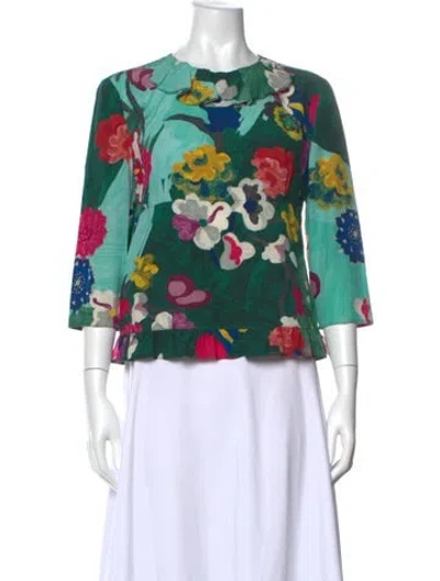 Pre-owned Prada 2017 Silk Blouse In Green