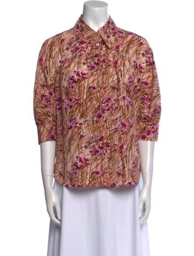 Pre-owned Prada 2017 Silk Button-up Top In Neutral