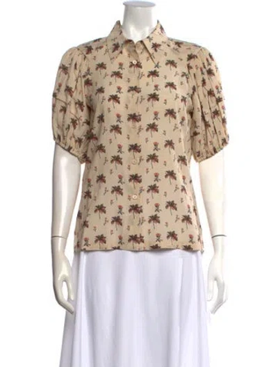 Pre-owned Prada 2017 Silk Button-up Top In Neutral