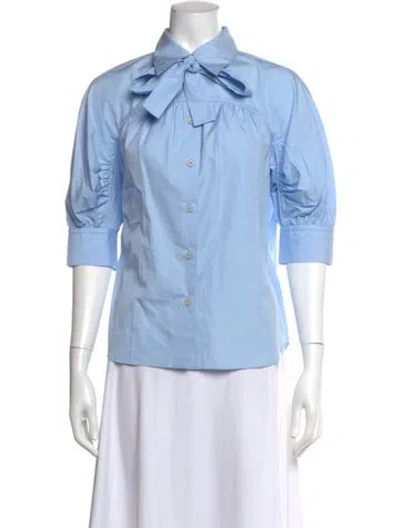 Pre-owned Prada 2017 Three-quarter Sleeve Blouse W/ Tags In Blue