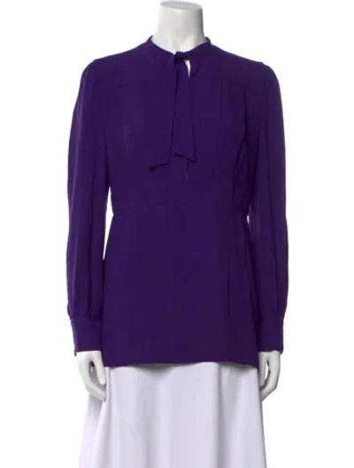 Pre-owned Prada 2017 Tie Neck Blouse In Purple