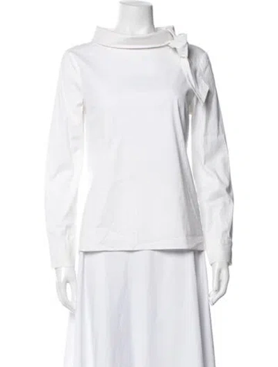 Pre-owned Prada 2017 Tie Neck Top In White