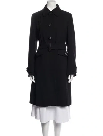 Pre-owned Prada 2017 Virgin Wool Coat In Black