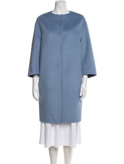 Pre-owned Prada 2017 Virgin Wool Coat In Blue