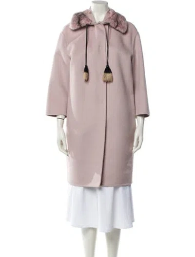 Pre-owned Prada 2017 Virgin Wool Fur Coat In Pink