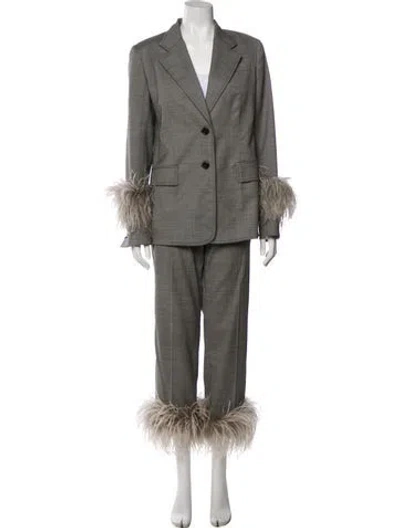 Pre-owned Prada 2017 Virgin Wool Pantsuit In Gray