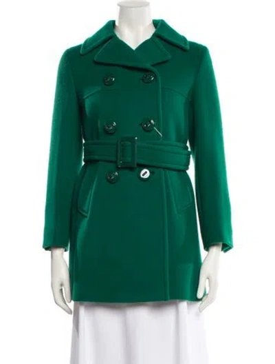 Pre-owned Prada 2017 Virgin Wool Peacoat In Green