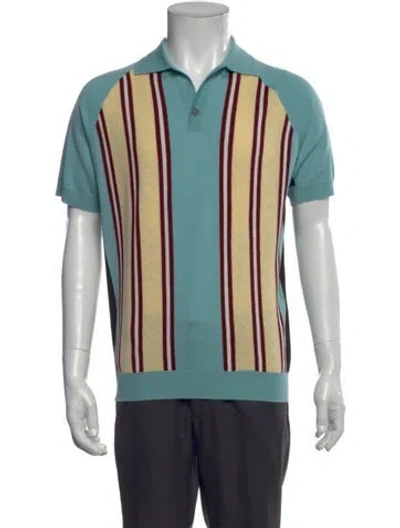 Pre-owned Prada 2017 Virgin Wool Polo Shirt In Blue