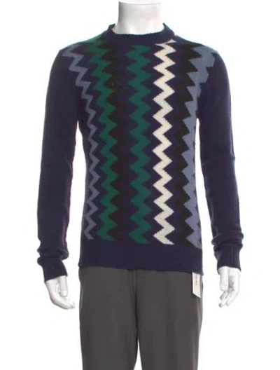 Pre-owned Prada 2017 Virgin Wool Pullover In Blue