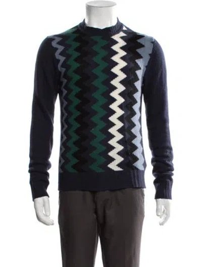 Pre-owned Prada 2017 Virgin Wool Pullover In Blue