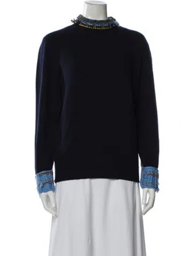 Pre-owned Prada 2017 Virgin Wool Sweater In Blue
