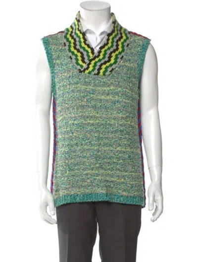 Pre-owned Prada 2017 Virgin Wool Sweater Vest In Blue