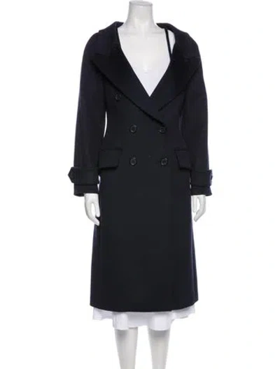 Pre-owned Prada 2017 Virgin Wool Trench Coat In Blue