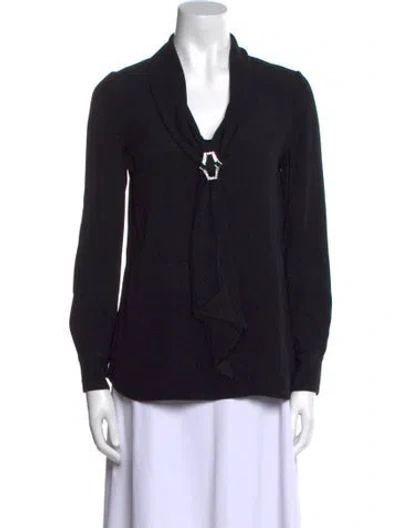 Pre-owned Prada 2017 V-neck Blouse In Black