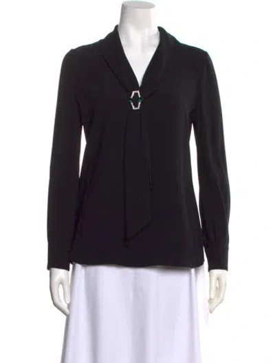 Pre-owned Prada 2017 V-neck Blouse In Black