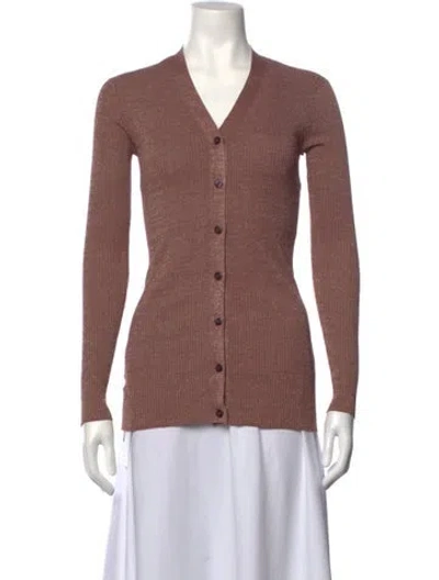 Pre-owned Prada 2017 V-neck Sweater In Brown/metallic