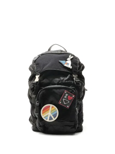 Pre-owned Prada 2017-2019 Customizable Patch Backpack In Black