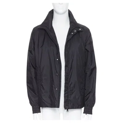 Pre-owned Prada 2018 Black Nylon Triangle Rubber Logo Detail Padded Jacket It50 L