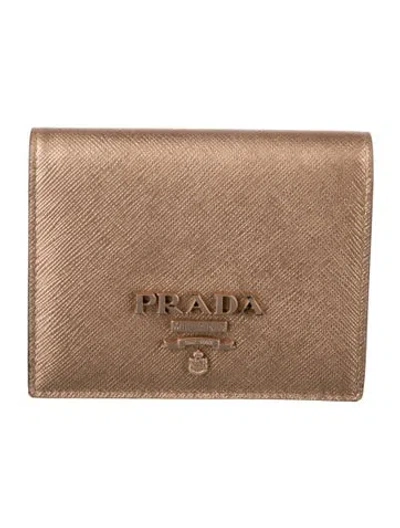 Pre-owned Prada 2018 Card Holder In Black/gold/metallic