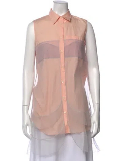 Pre-owned Prada 2018 Colorblock Pattern Button-up Top In Pink