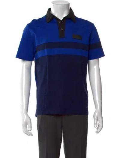Pre-owned Prada 2018 Colorblock Pattern Polo Shirt In Blue