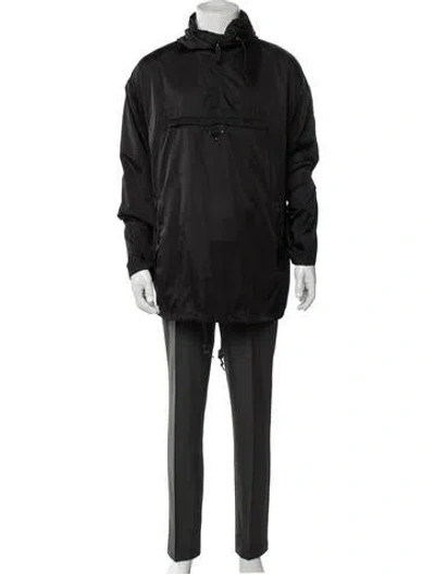 Pre-owned Prada 2018 Enameled Metal Triangle Jacket In Black