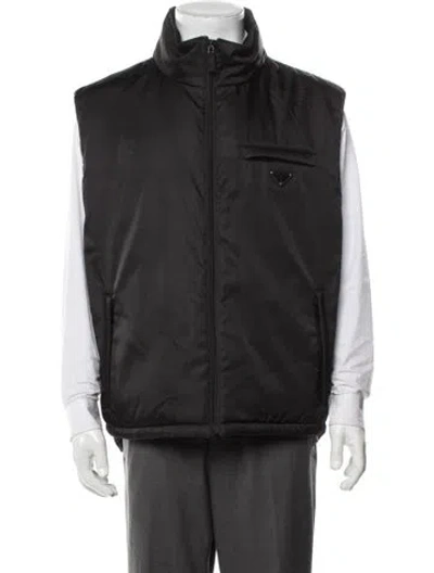 Pre-owned Prada 2018 Enameled Metal Triangle Vest In Black