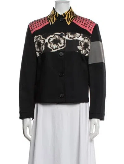 Pre-owned Prada 2018 Floral Print Jacket In Black