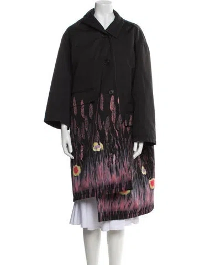 Pre-owned Prada 2018 Graphic Print Coat In Black