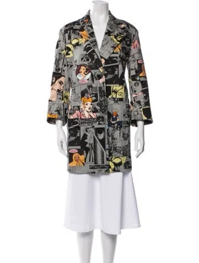 Pre-owned Prada 2018 Graphic Print Coat In Brown