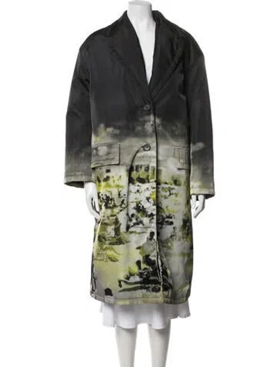 Pre-owned Prada 2018 Graphic Print Coat In Green