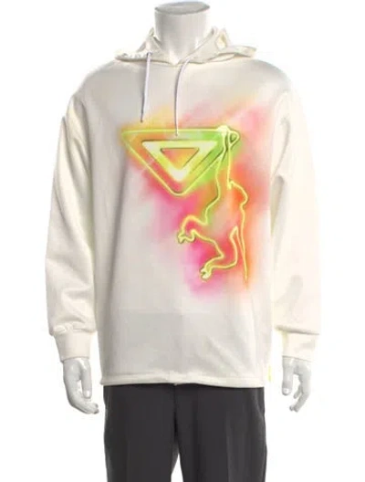 Pre-owned Prada 2018 Graphic Print Hoodie In White
