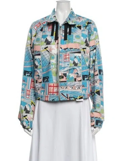 Pre-owned Prada 2018 Graphic Print Jacket In Blue