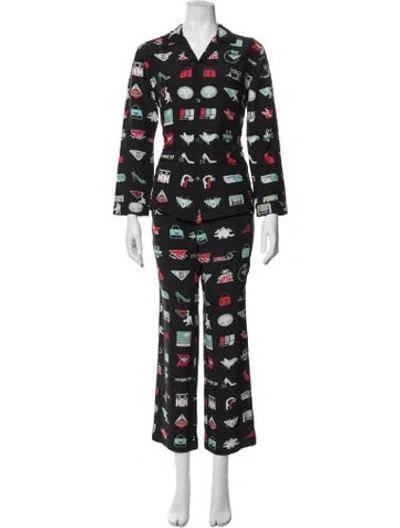 Pre-owned Prada 2018 Graphic Print Pajamas In Black