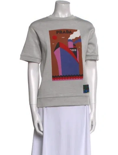 Pre-owned Prada 2018 Graphic Print T-shirt In Gray