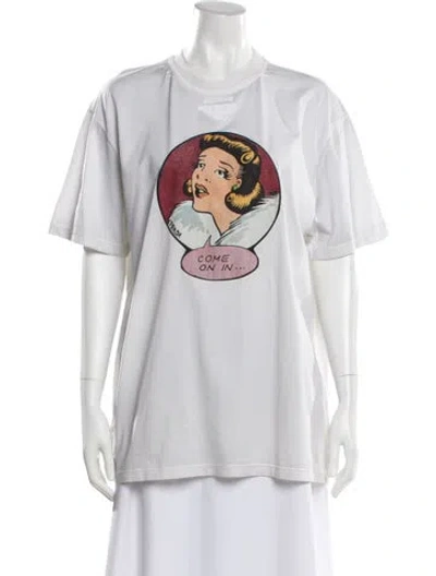 Pre-owned Prada 2018 Graphic Print T-shirt W/ Tags In White