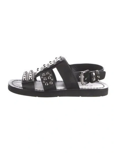 Pre-owned Prada 2018 Leather Gladiator Sandals In Black