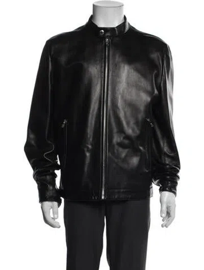 Pre-owned Prada 2018 Leather Moto Jacket In Black