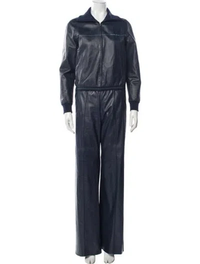 Pre-owned Prada 2018 Leather Pantsuit In Blue