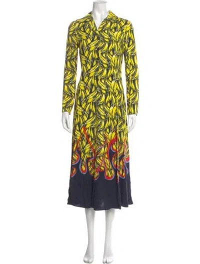Pre-owned Prada 2018 Long Dress In Yellow